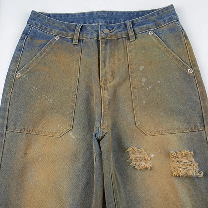 Distressed High Waisted Blue Jean