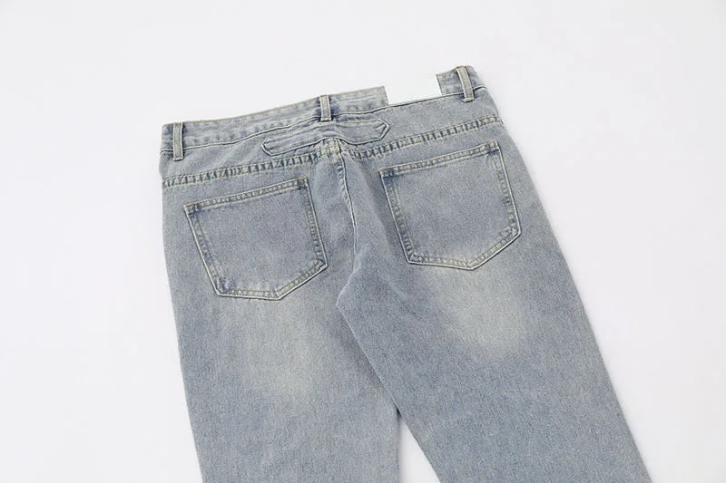 Loose Zipper Straight-Flared Jeans